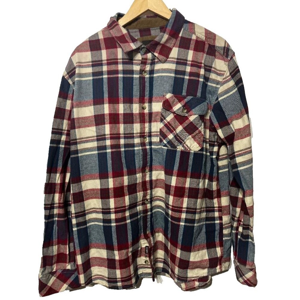 CQR‎ Flannel Shirt Plaid Heavyweight Corduroy Cuffs Long Sleeve Mens XL